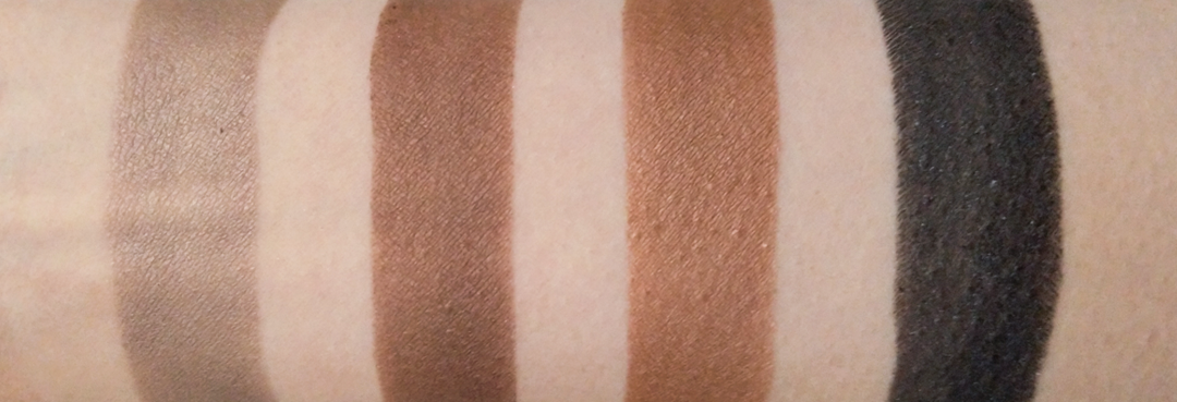 Phase Zero Eyeshadow swatches Mush-a-boom, Coffee cup, Cocoa & Party Dress