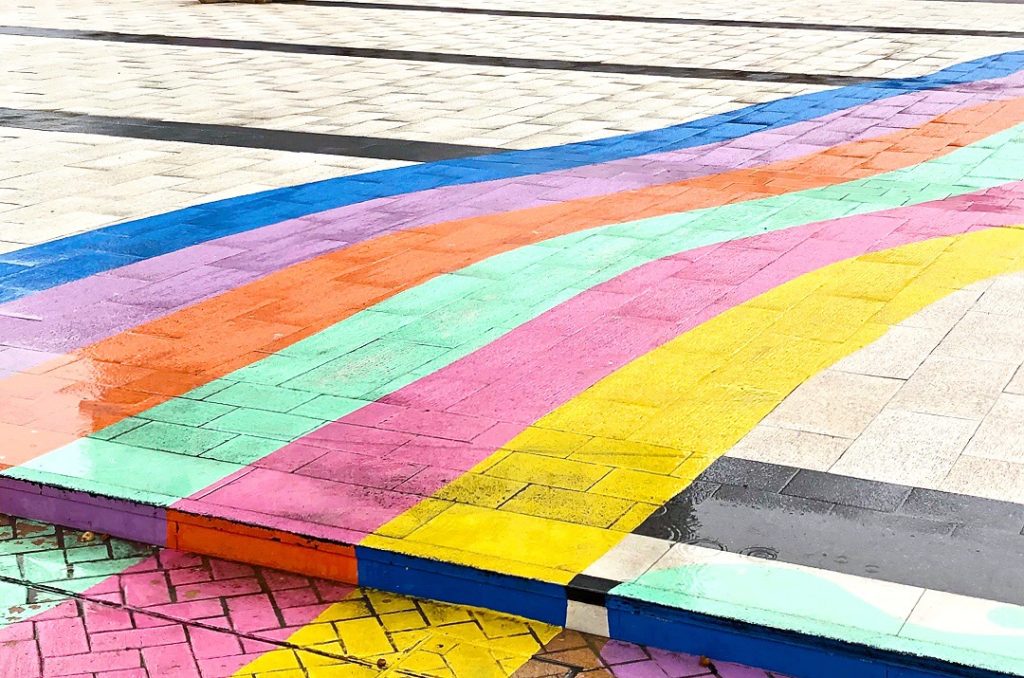 Brighton Seafront - Rainbow Painted Pavement