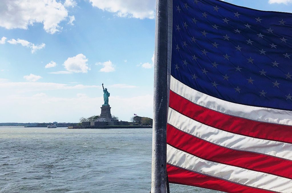 Statue of Liberty American Flag